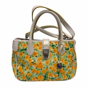 Dooney & Bourke White/Yellow/Green Floral Leather Handbag